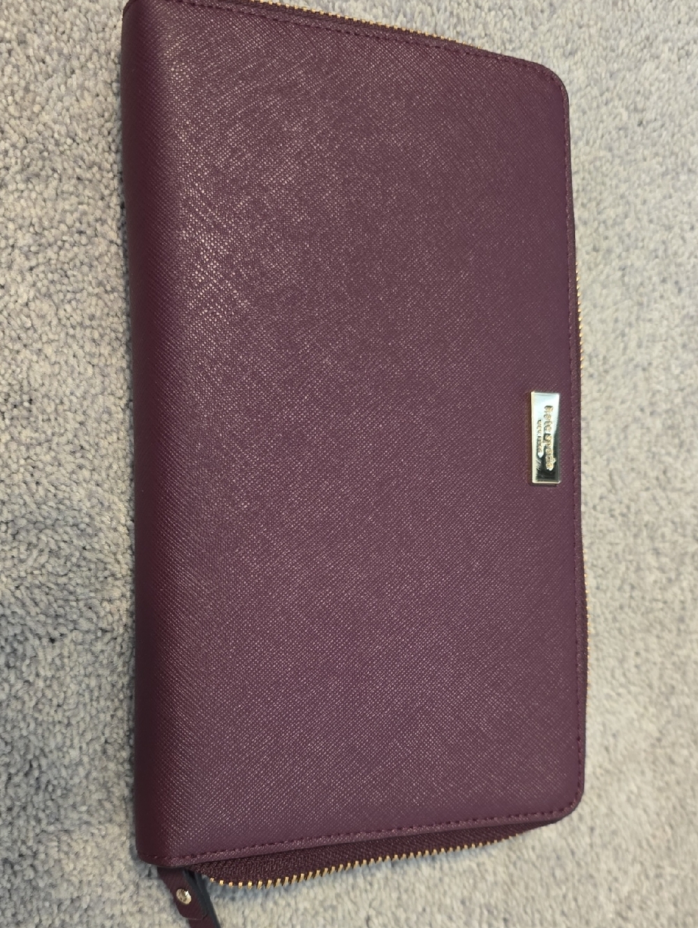 kate spade Plum Saffiano Wallet with Gold Hardware
